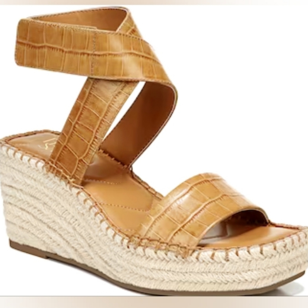Franco Sarto Carezza Ankle Wrap Eapadrille Wedge Sandals Size 10